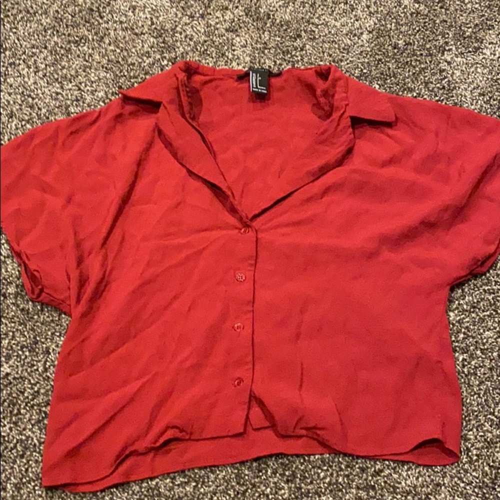 cropped button up top